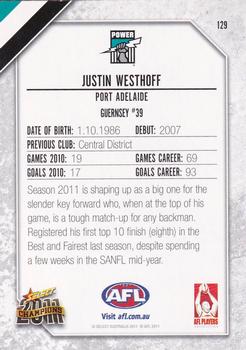 2011 Select AFL Champions #129 Justin Westhoff Back